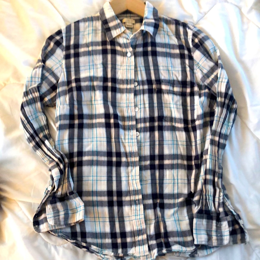 J CREW button down plaid womens